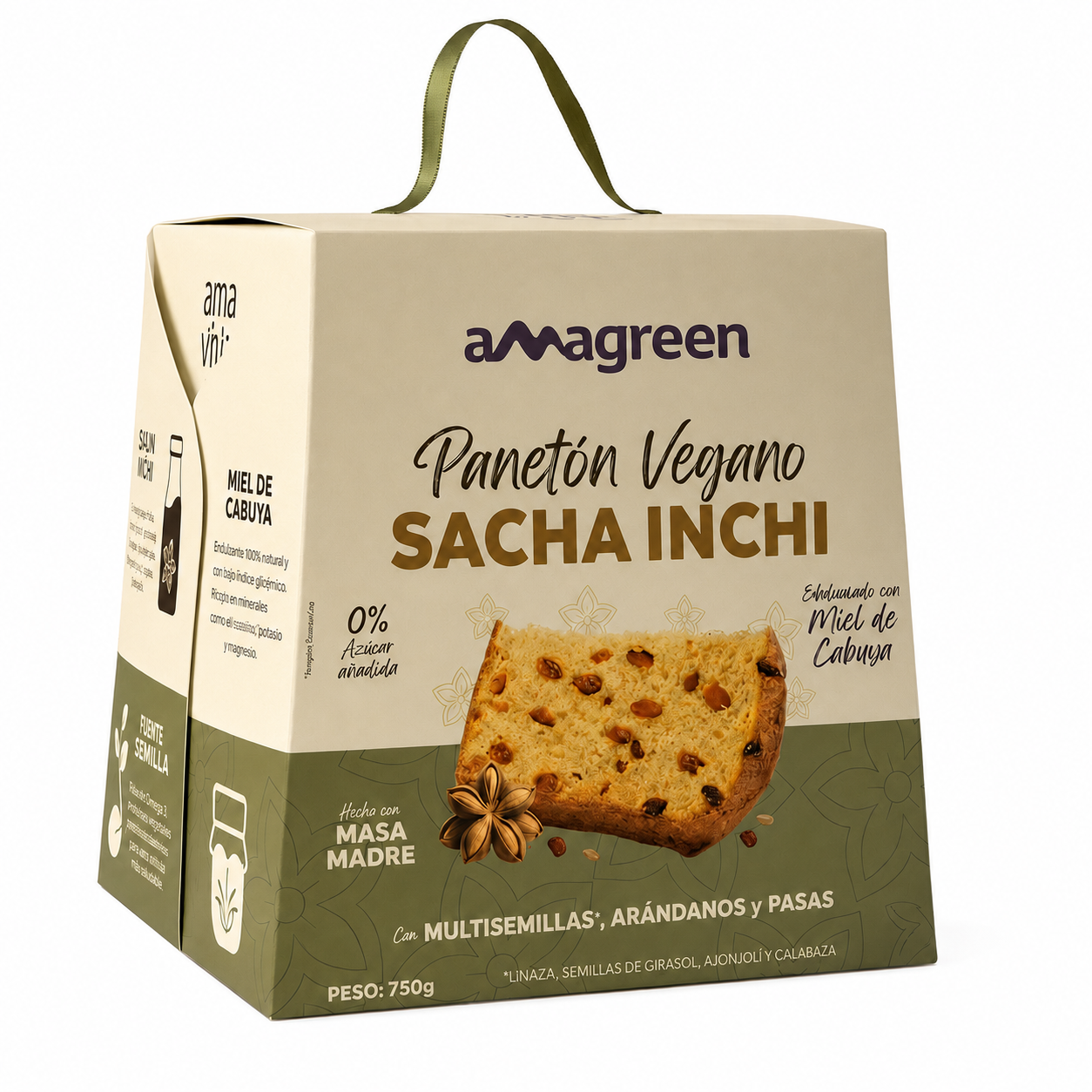 Panetón Vegano de Sacha Inchi y multisemillas con Miel Cabuya 750g