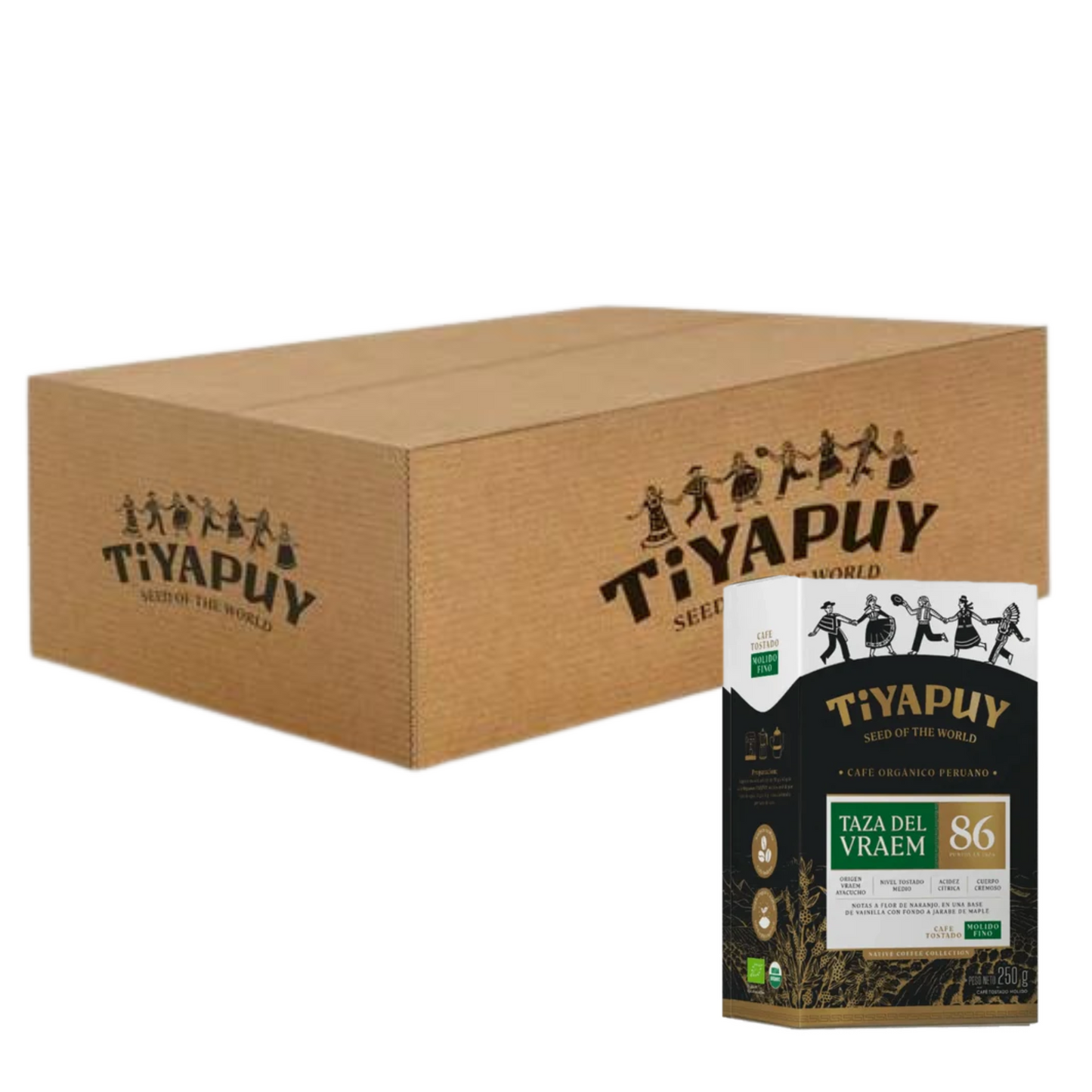 Cafe Organico Tostado Molido 86 Puntos TIYAPUY Caja 6 und x 250g