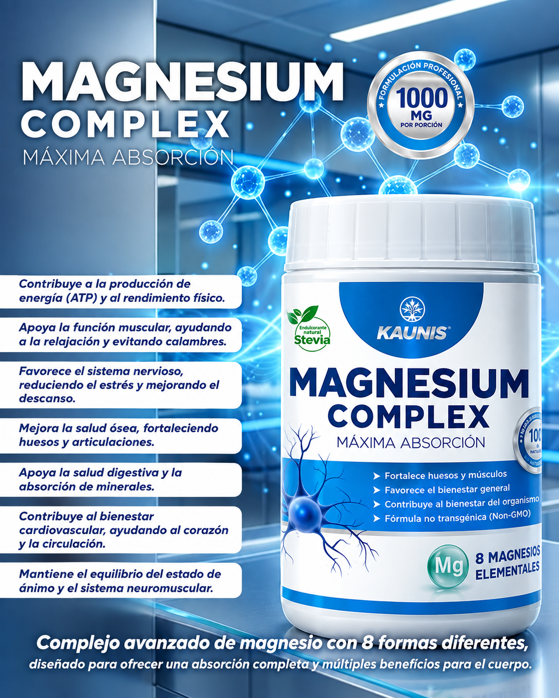 Magnesium complex máxima absorción Kaunis 300g