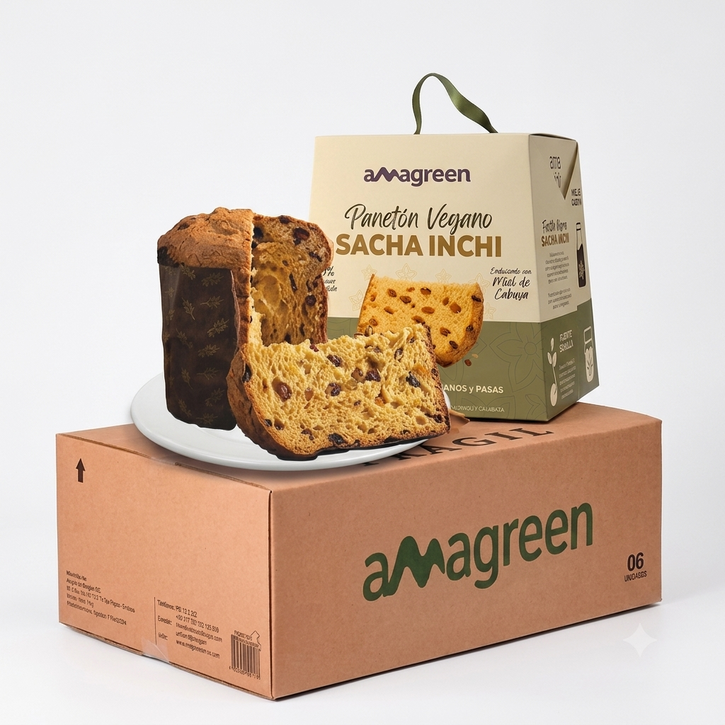 Caja x 6 Panetón Vegano de Sacha Inchi y multisemillas con Miel Cabuya 750g