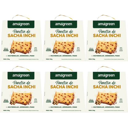 Caja x 6 Panetón Vegano de Sacha Inchi y multisemillas con Miel Cabuya 750g