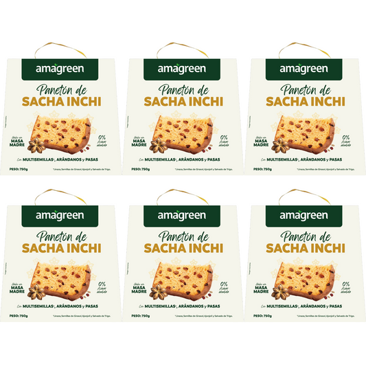 Caja x 6 Panetón Vegano de Sacha Inchi y multisemillas con Miel Cabuya 750g