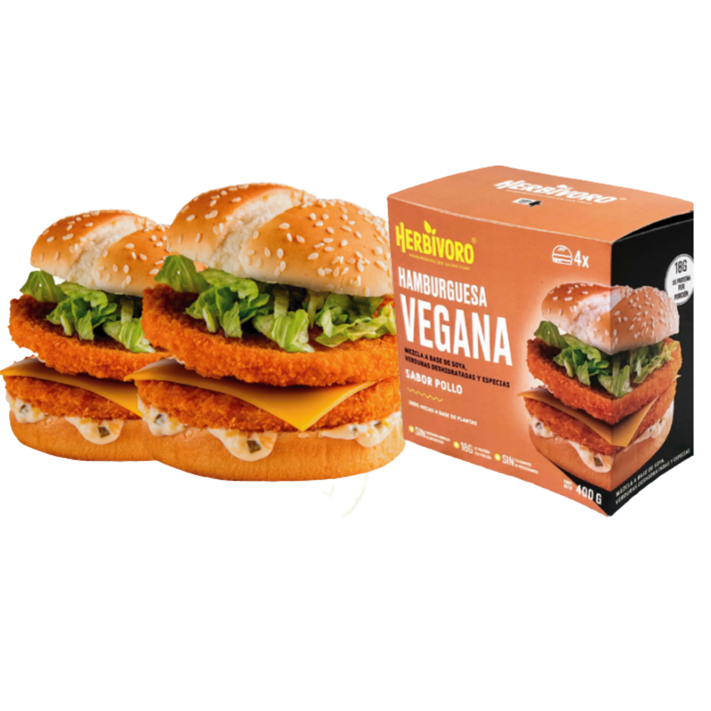 Hamburguesa vegana sabor pollo congelada Herbivoro caja 4und (400g)