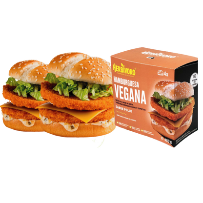 Hamburguesa vegana sabor pollo congelada Herbivoro caja 4und (400g)