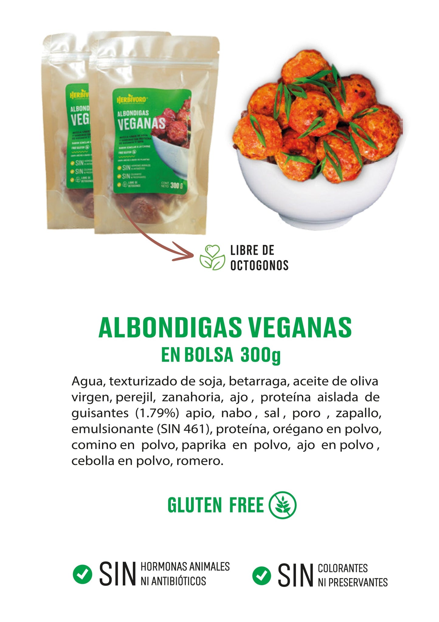 Albóndiga vegana sabor carne congelada Herbivoro bolsa 300g