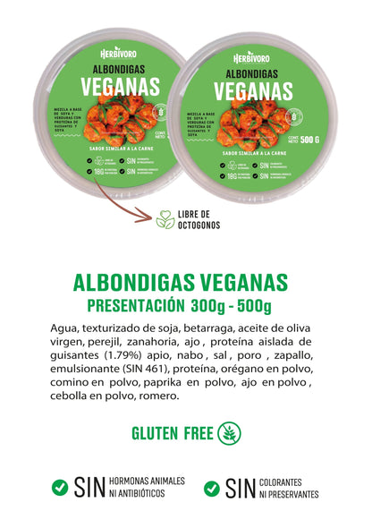 Albóndiga vegana sabor carne congelada Herbivoro taper 500g