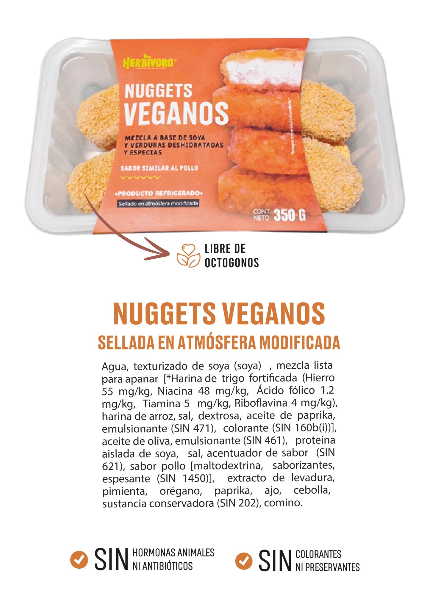 Nuggets vegano sabor pollo atmósfera modificada Herbivoro 300g