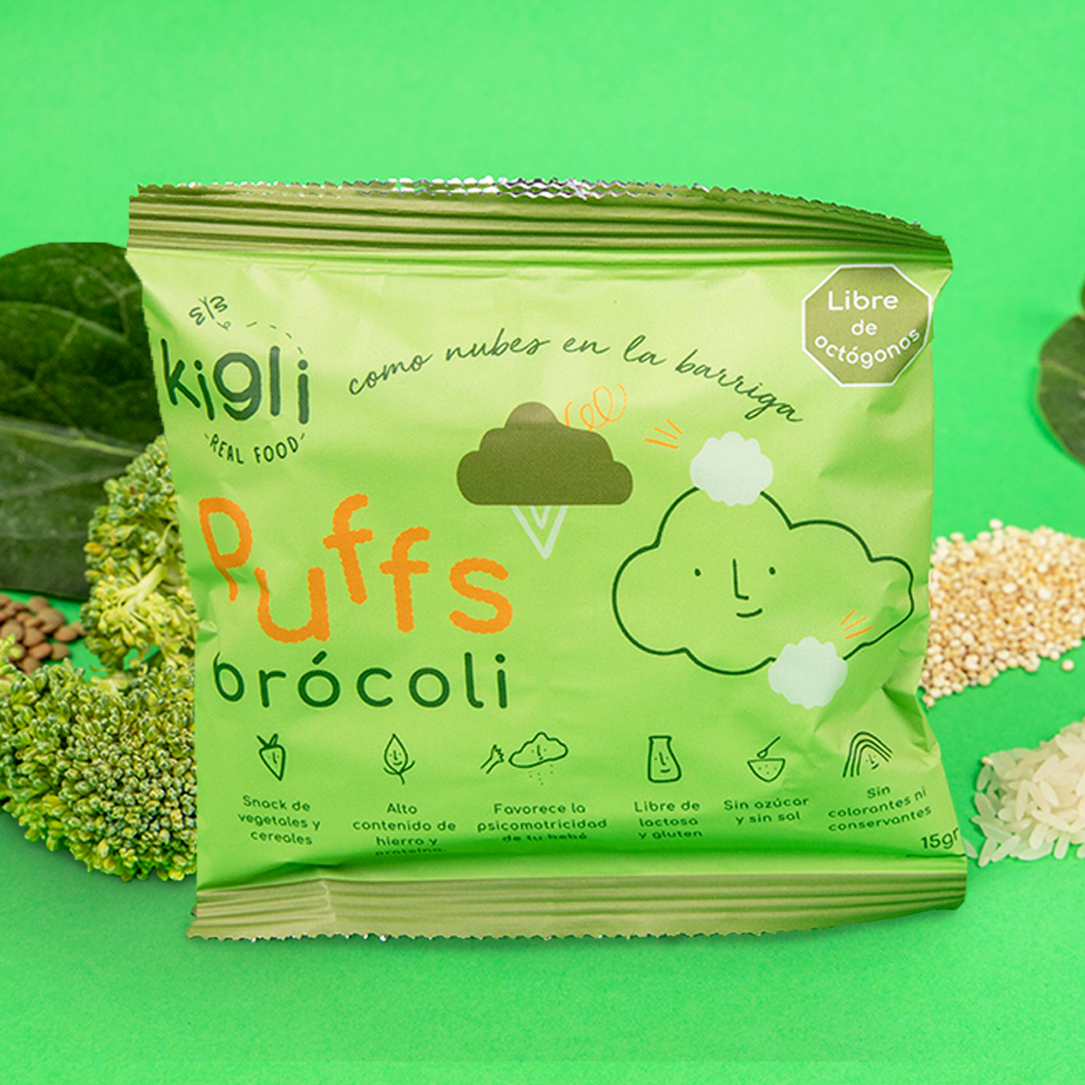 Puff de lentejas con brócoli 15g